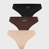 Women's V-shaped Low Rise Thongs 3 Pack Hazelnut (3pack)