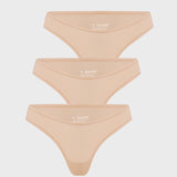 Women's V-shaped Low Rise Thongs 3 Pack Light Oatmeal (3pack)