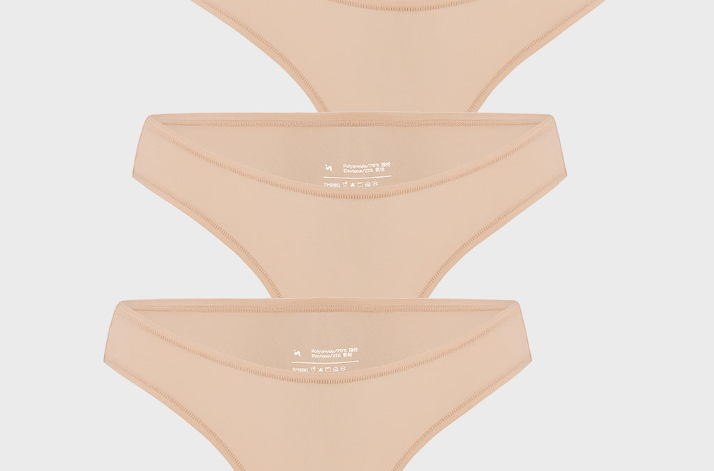 Women's V-shaped Low Rise Thongs 3 Pack Light Oatmeal (3pack)