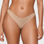 Women's V-shaped Low Rise Thongs 3 Pack Light Oatmeal (3pack)
