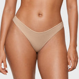 Women's V-shaped Low Rise Thongs 3 Pack Light Oatmeal (3pack)