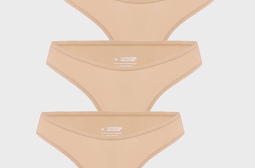 Women's V-shaped Low Rise Thongs 3 Pack Wheat (3pack)