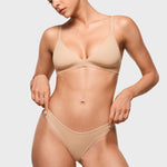 Women's V-shaped Low Rise Thongs 3 Pack Warm Beige (3pack)