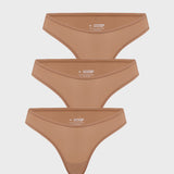 Women's V-shaped Low Rise Thongs 3 Pack Warm Beige (3pack)