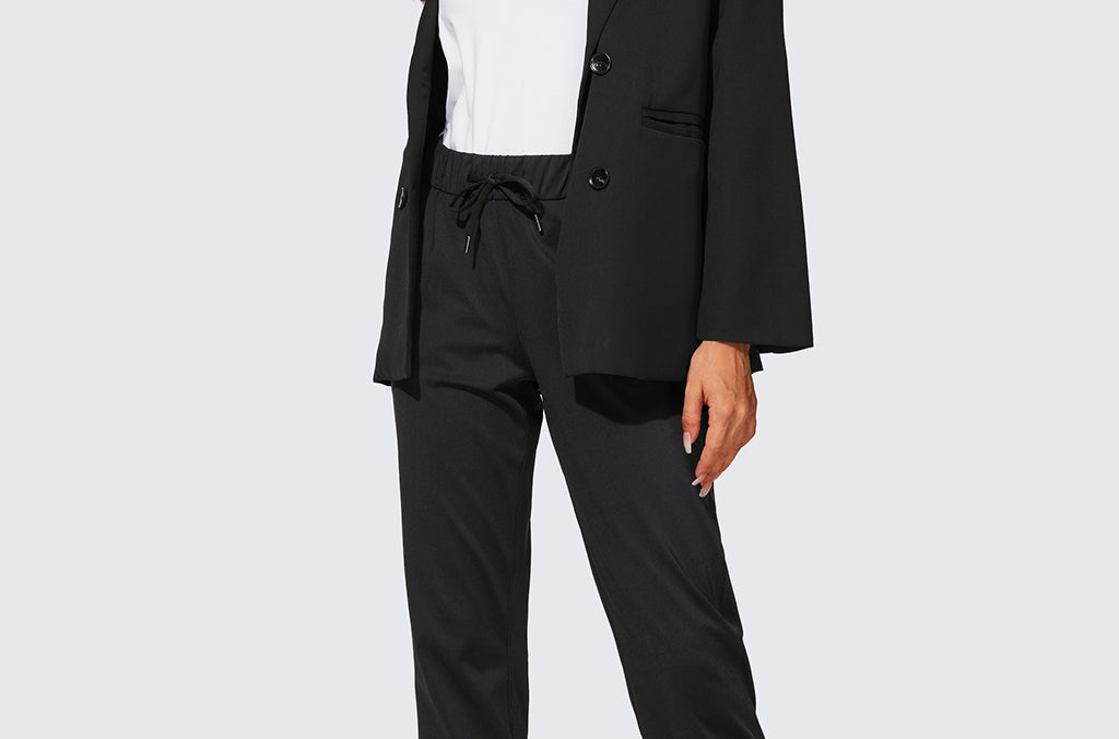 Women's Stretch Drawstring Jogger with Pockets 28'' Black