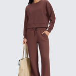 CRZ YOGA Women's Cotton Fleece Lined Sweatpants 30" Pomegranate