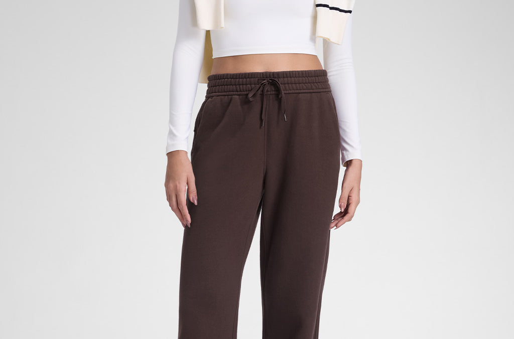 CRZ YOGA Women's Cotton Fleece Lined Sweatpants 30" Hot Fudge Brown