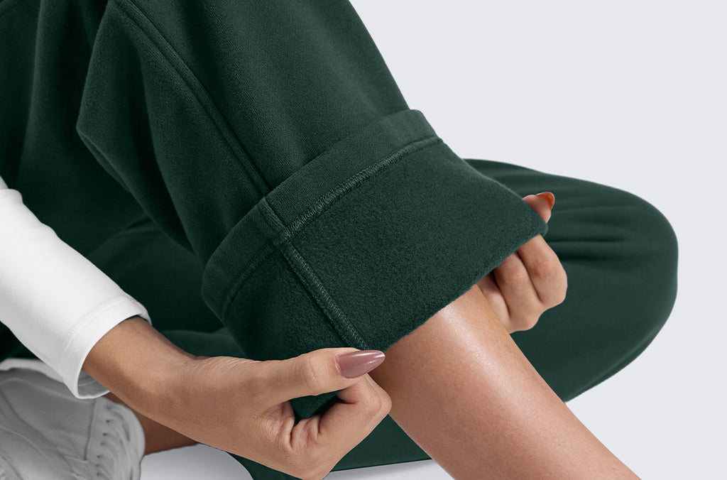 CRZ YOGA Women's Cotton Fleece Lined Sweatpants 30" Cambric Blue