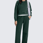 CRZ YOGA Women's Cotton Fleece Lined Sweatpants 30" Cambric Blue