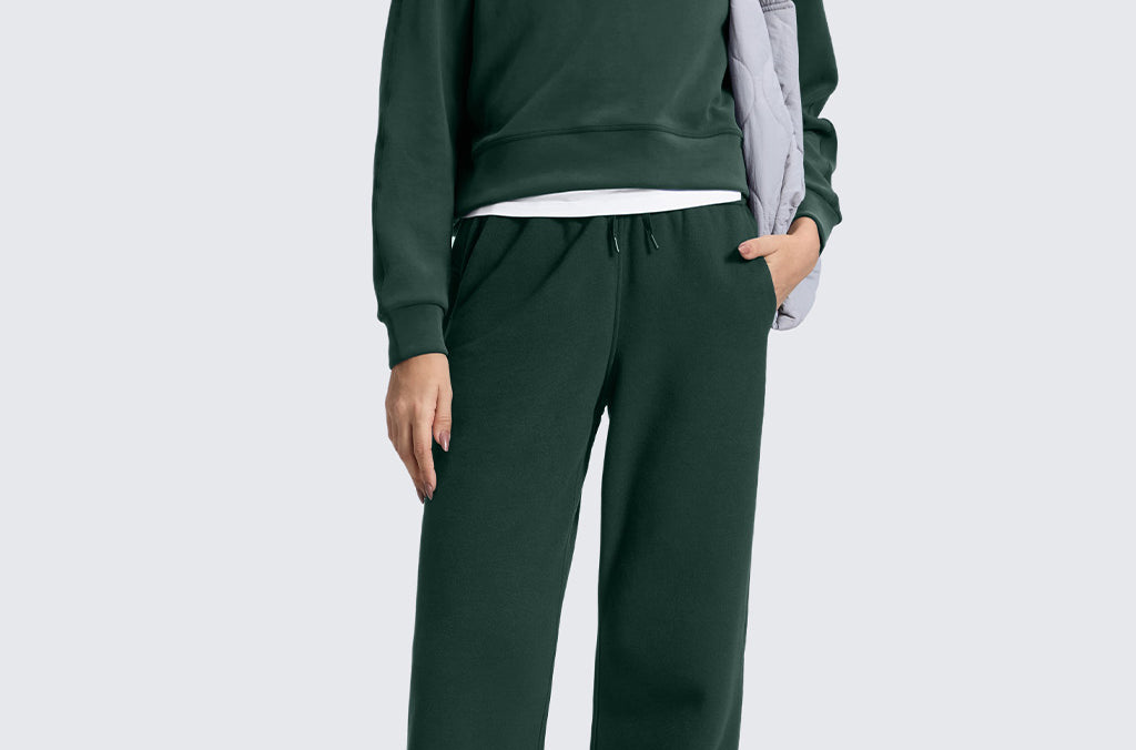 CRZ YOGA Women's Cotton Fleece Lined Sweatpants 30" Cambric Blue