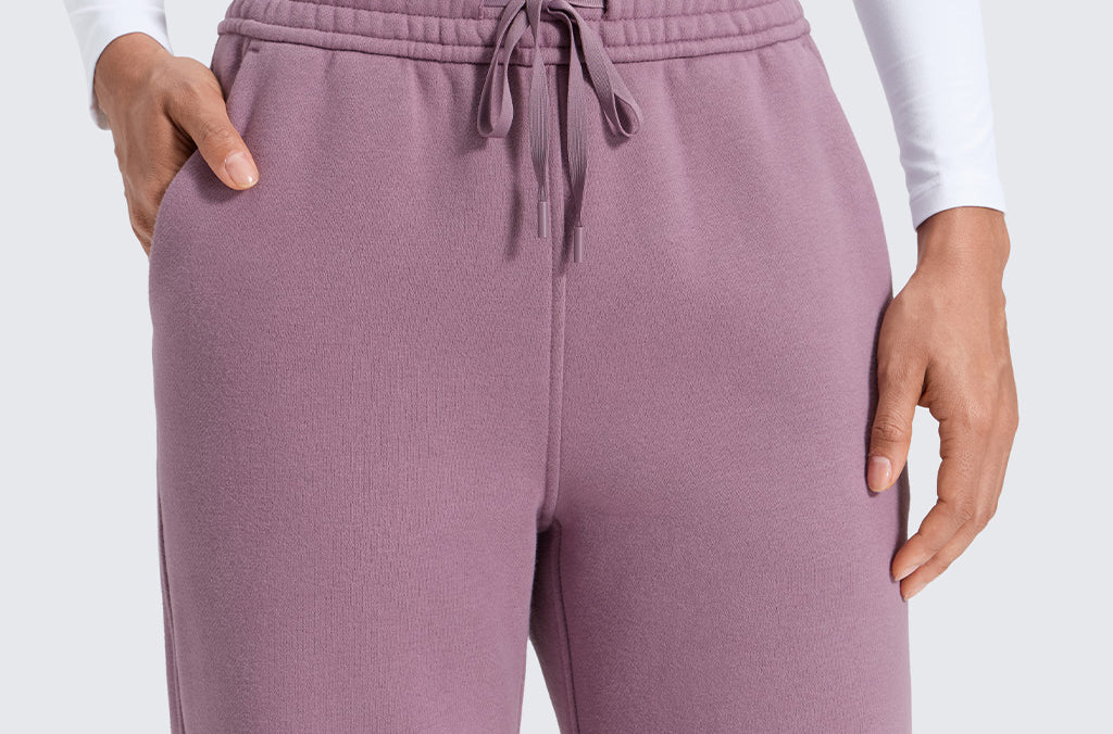 CRZ YOGA Women's Cotton Fleece Lined Sweatpants 30" Ink Blue