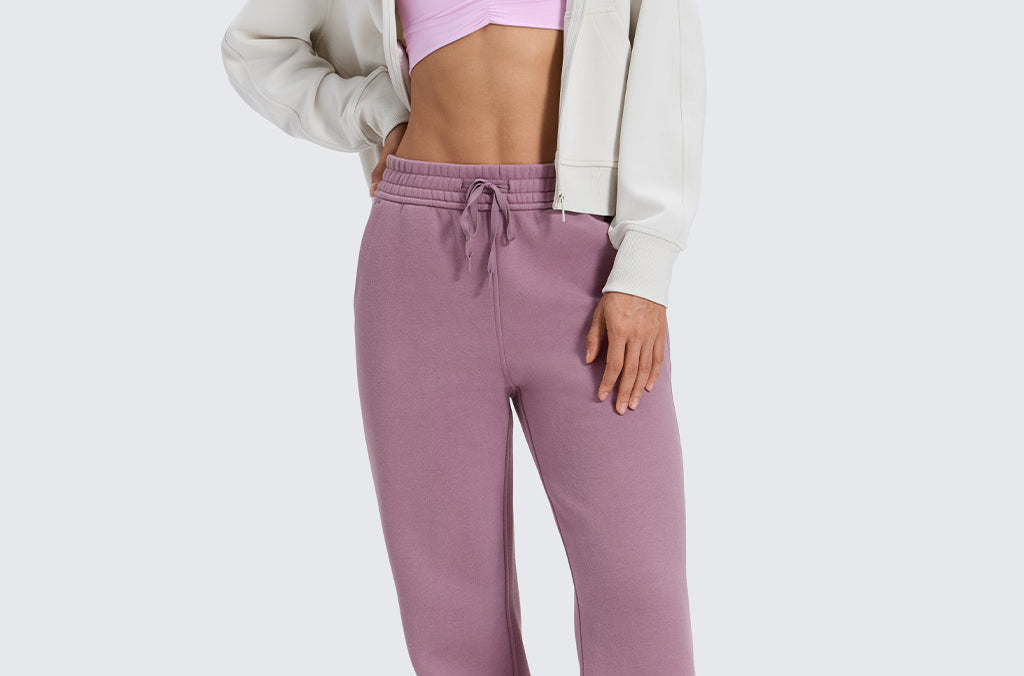 CRZ YOGA Women's Cotton Fleece Lined Sweatpants 30" Ink Blue