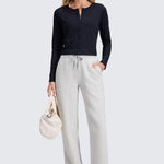 CRZ YOGA Women's Cotton Fleece Lined Sweatpants 30" Dove Grey Heather