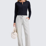 CRZ YOGA Women's Cotton Fleece Lined Sweatpants 30" Dove Grey Heather