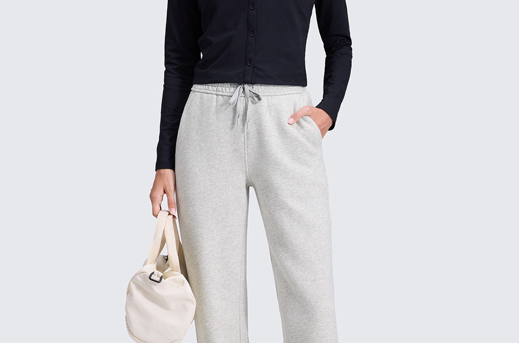 CRZ YOGA Women's Cotton Fleece Lined Sweatpants 30" Dove Grey Heather