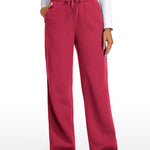 CRZ YOGA Women's Cotton Fleece Lined Sweatpants 30" Dark Red 2