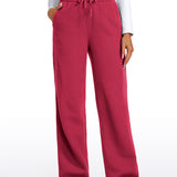 CRZ YOGA Women's Cotton Fleece Lined Sweatpants 30" Dark Red 2