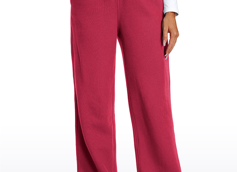 CRZ YOGA Women's Cotton Fleece Lined Sweatpants 30" Dark Red 2