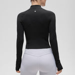 CRZ YOGA Women's Half Zip Long Sleeve Cropped Top Hot Fudge Brown