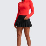 CRZ YOGA Women's Half Zip Long Sleeve Cropped Top True Navy