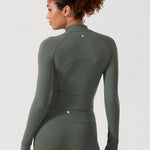 CRZ YOGA Women's Half Zip Long Sleeve Cropped Top Black