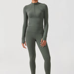 CRZ YOGA Women's Half Zip Long Sleeve Cropped Top Black