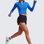 Women's Butterluxe Cropped Outerwear Full Zip Jackets Deep Red