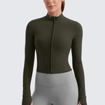 Women's Butterluxe Cropped Outerwear Full Zip Jackets White Apricot