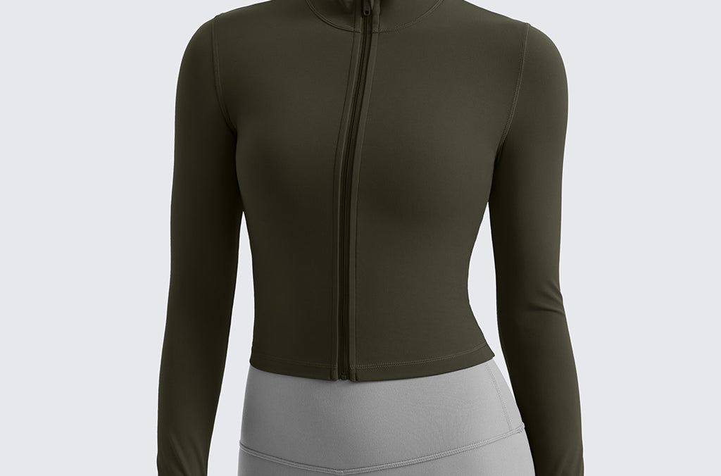 Women's Butterluxe Cropped Outerwear Full Zip Jackets White Apricot