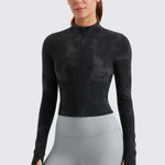 Women's Butterluxe Cropped Outerwear Full Zip Jackets White Apricot