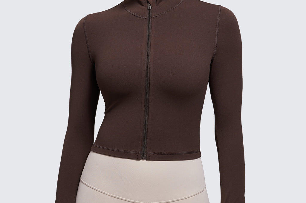 Women's Butterluxe Cropped Outerwear Full Zip Jackets Hot Fudge Brown