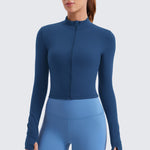 Women's Butterluxe Cropped Outerwear Full Zip Jackets Deep Red