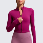 Women's Butterluxe Cropped Outerwear Full Zip Jackets White