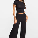 SOULVOR Wide Leg Casual Pants Black