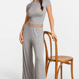 SOULVOR Wide Leg Casual Pants Moon Heather Grey