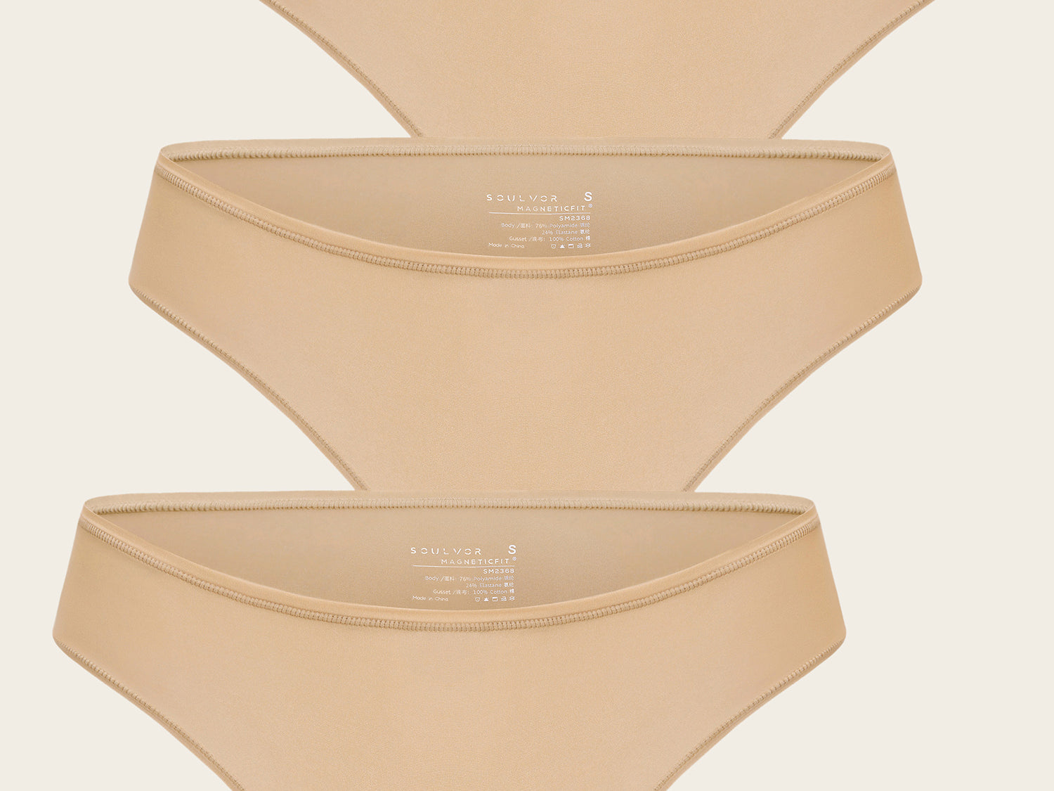 Women's Cheeky High Cut Bikini 3 Pack Parchment (3pack)