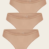 Women's Cheeky High Cut Bikini 3 Pack Beige (3pack)