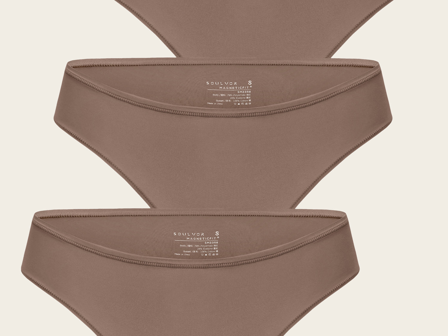 Women's Cheeky High Cut Bikini 3 Pack Soft Tan (3pack)