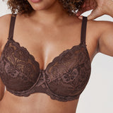 Women's Floral Lace Underwired Bra Taupe