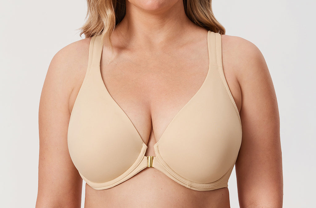 Women's Plunge Racerback Front Closure Bra French Gray