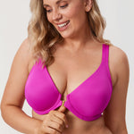 Women's Plunge Racerback Front Closure Bra Magenta Purple