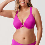 Women's Plunge Racerback Front Closure Bra Magenta Purple