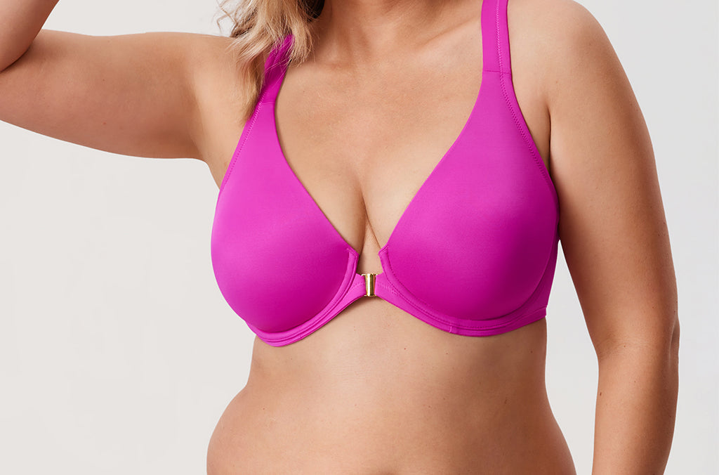 Women's Plunge Racerback Front Closure Bra Magenta Purple