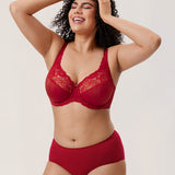 Women's Beauty Lace Bra Dark Red