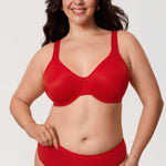 Women's Underwire Minimizer Bra Lipstick Red