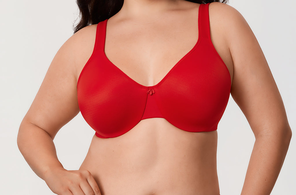 Women's Underwire Minimizer Bra Lipstick Red