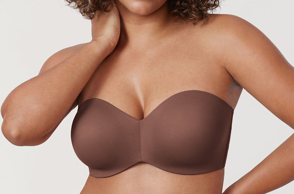 Women's Underwire Strapless Bra Brown Purple