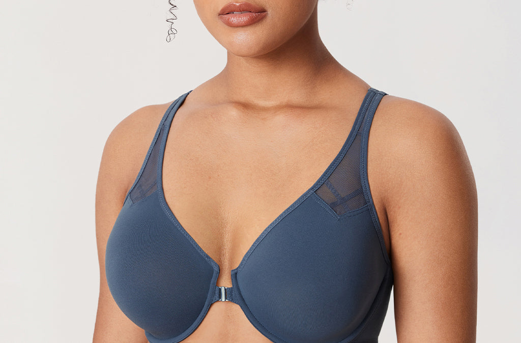 DELIMIRA Women's Front Closure Unlined Bra Moonlight Blue