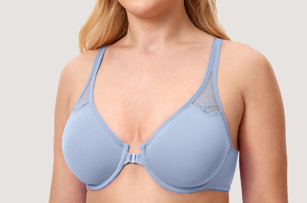 DELIMIRA Women's Front Closure Unlined Bra Moonlight Blue
