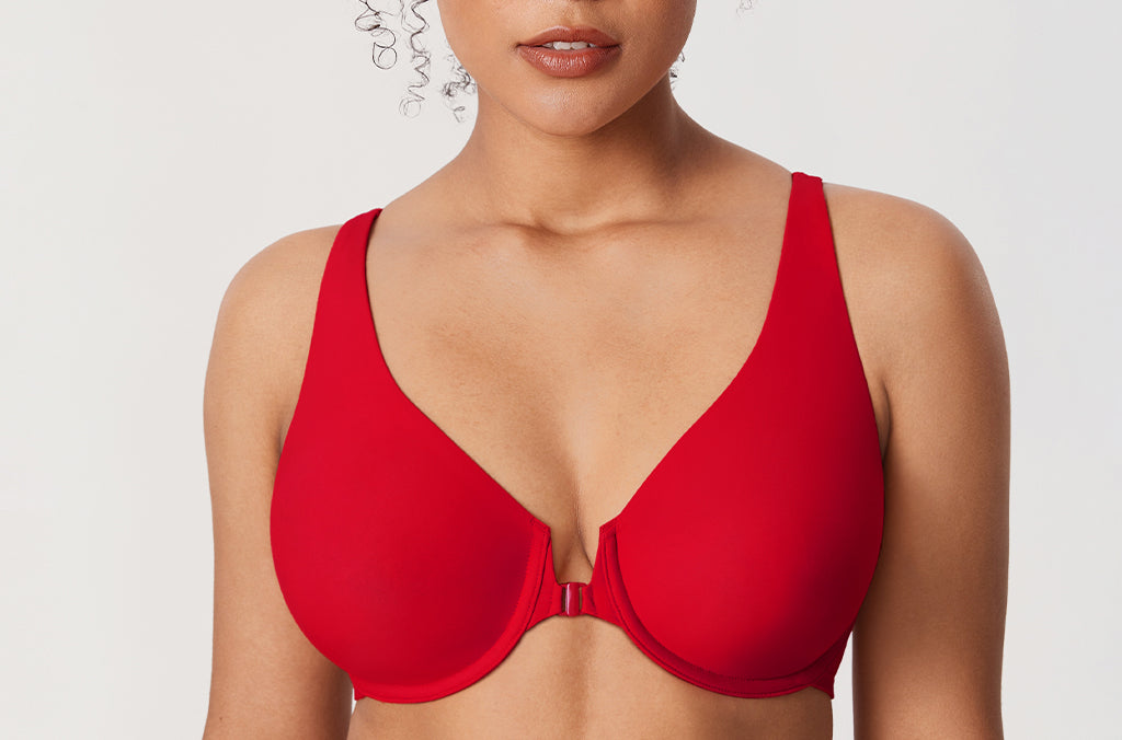 Women's Seamless U-back Front Closure Bra Lipstick Red